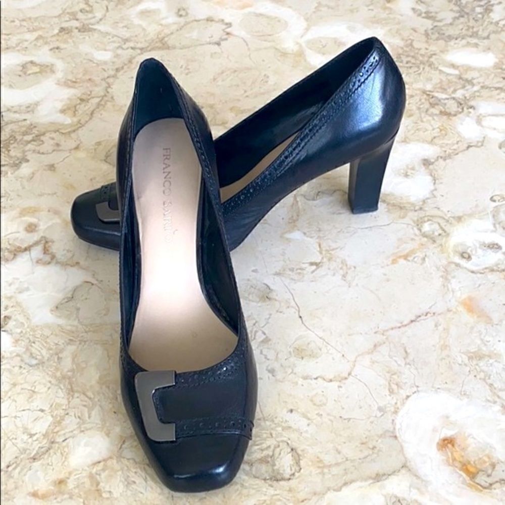 Franco Sarto Black Leather Pumps